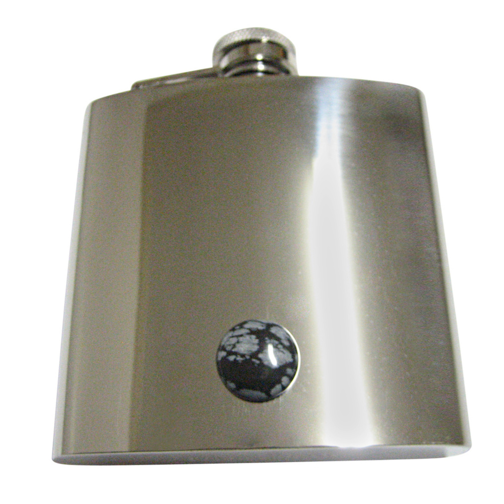 Round Snowflake Obsidian 6oz Flask - image 1